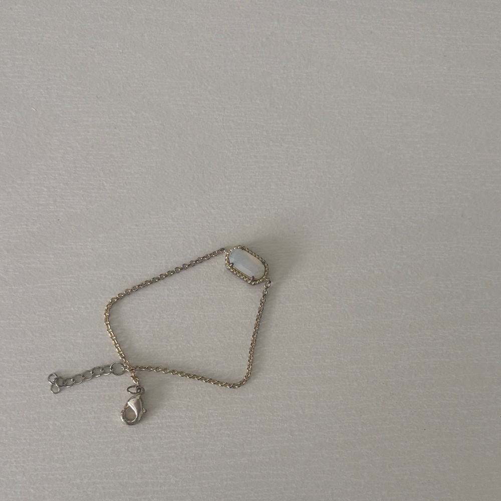 Gold Chain Bracelet with White Rectangular Stone